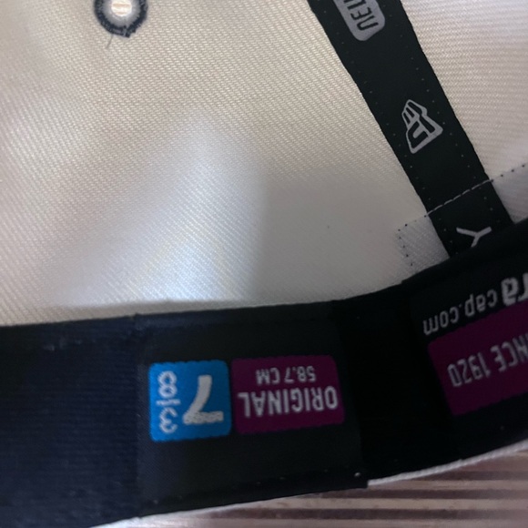 White and Blue Kids Cap with Pink Logo - Picture 2 of 2